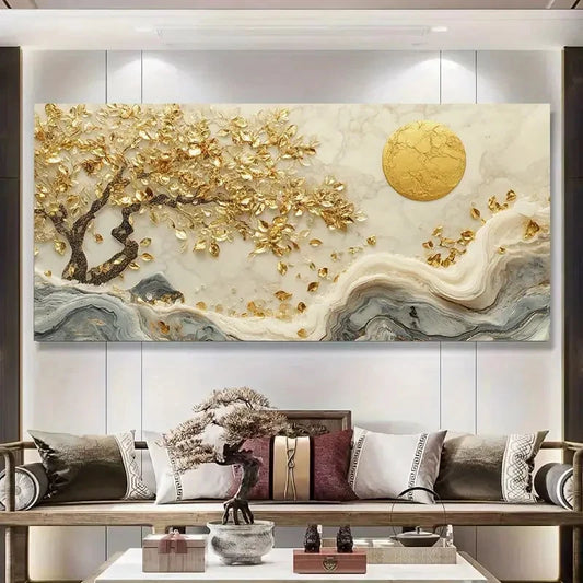 Red And Golden Design Wall Art Canvas Office Home Room Framed 120x60cm