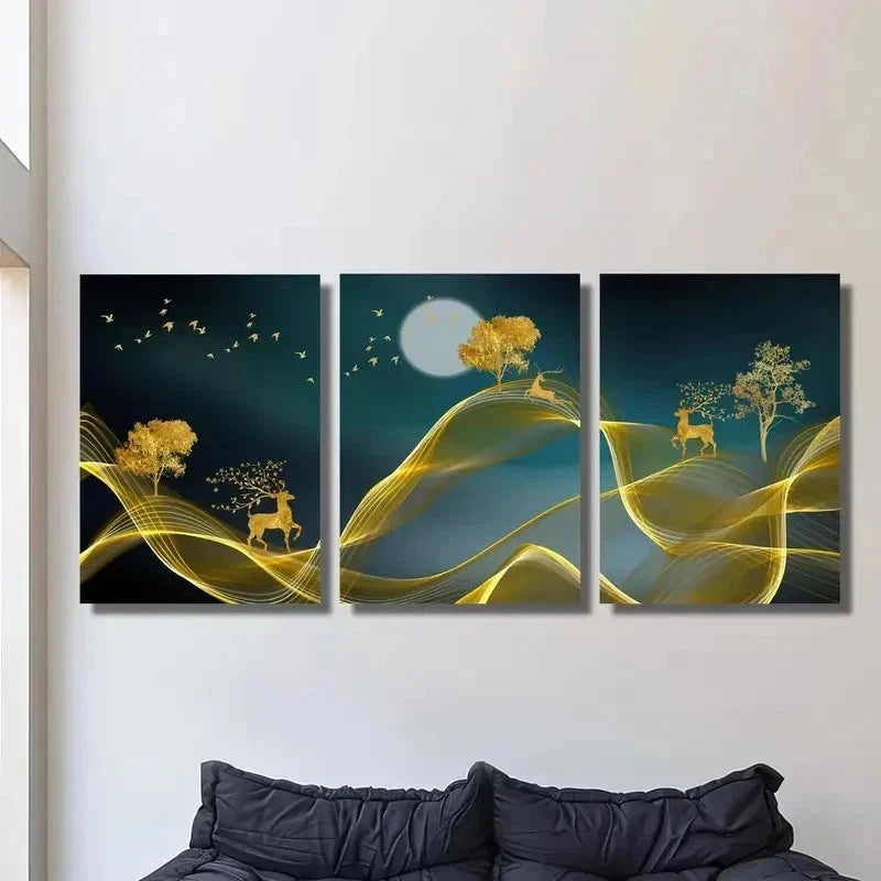 3pcs Minimalism, Pine Wood Wall Art Set Canvas Framed 60x90cm - High Quality Print 100% Australian Made Wall Canvas Ready to Hang