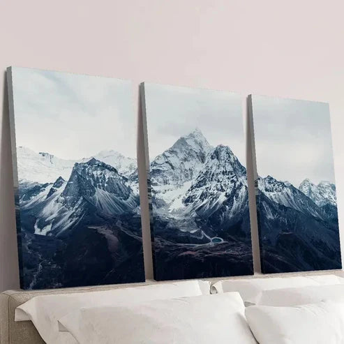 3pcs Mountains, lakes, snow natural landscape Wall Art Set Canvas Unframed - High Quality Print 100% Australian Made Wall Canvas