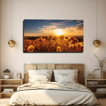 Vibrant Yellow Flowers Wall Art Canvas Office Home Room Framed 120x60cm