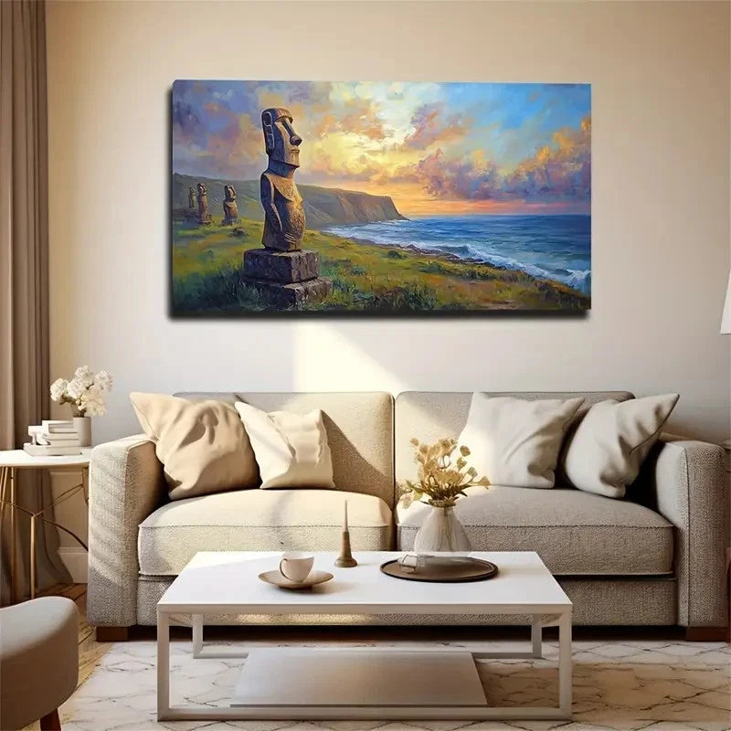 Giant Of Easter Island Wall Art Canvas Office Home Room Framed 120x60cm