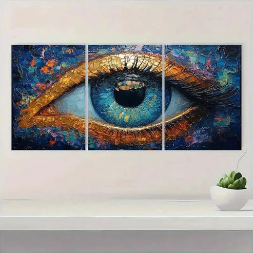 3pcs Evil Eye Painting Blue Eye Wall Art Set Canvas Unframed - High Quality Print 100% Australian Made Wall Canvas