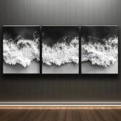 3pcs Black and White Abstract Ocean BWAO Wall Art Canvas Unframed – High Quality Print 100% Australian Made Wall Canvas - Bella Home Decor