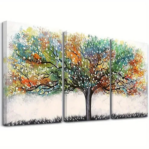 3pcs Modern Colorful Abstract Tree of Life Wall Art Set Canvas Unframed - High Quality Print 100% Australian Made Wall Canvas