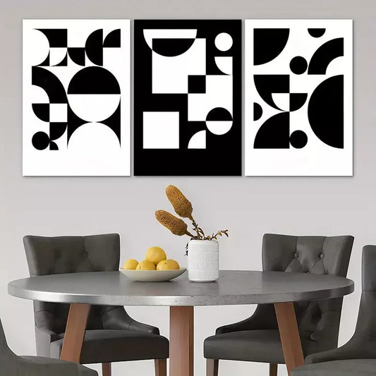 3pcs White & Black Abstract  Canvas Framed 40x60cm - High Quality Print 100% Australian Made Wall Canvas Ready to Hang - Bella Home Decor