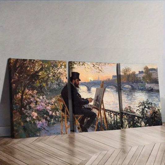 3pcs Featuring An Artist In His Late Thirties Wall Art Set Canvas Framed 50x70cm - High Quality Print 100% Australian Made Wall Canvas Ready to Hang