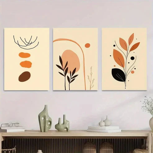 3pcs Modern Abstract Boho Style Paintings Wall Art Set Canvas Unframed - High Quality Print 100% Australian Made Wall Canvas