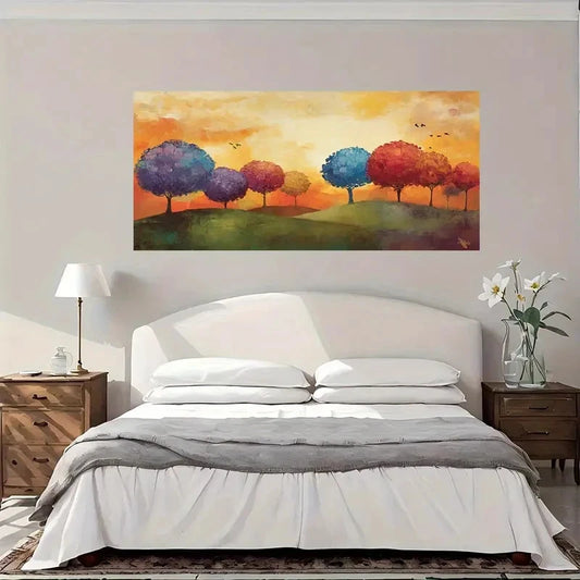 Autumn Trees Landscape Wall Art Canvas Office Home Room Framed 120x60cm