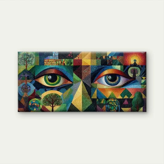 Abstract Geometric Face Wall Art Canvas Office Home Room Framed 120x60cm