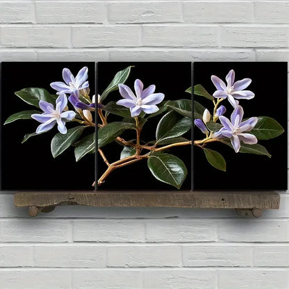 3pcs Green Leaves and Flowers Metal Print Ready to Hang Art - Bella Home Decor