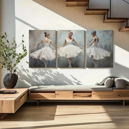 3pcs Ballerina Ballet Dancers Modern Wall Art Set Canvas Framed 40x60cm - High Quality Print 100% Australian Made Wall Canvas Ready to Hang - Bella Home Decor