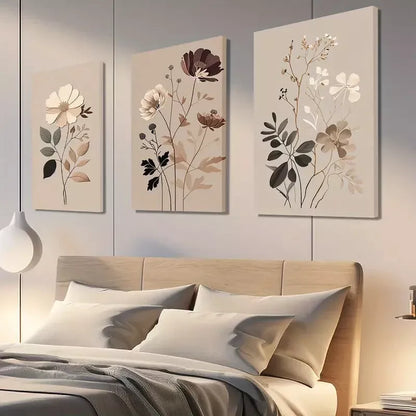 3pcs Bohemian Vintage Wildflowers Wall Art Canvas Framed 40x60cm - High Quality Print 100% Australian Made Wall Canvas Ready to Hang - Bella Home Decor