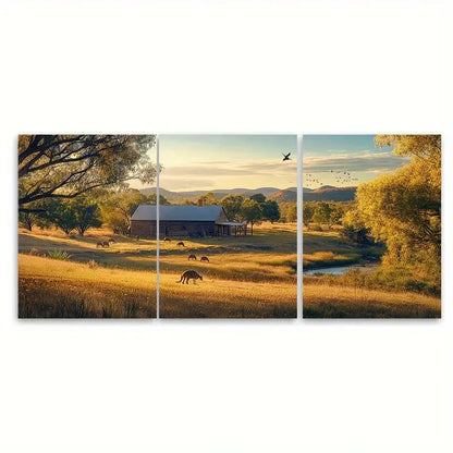 3pcs Triptych of Pastoral Scenery Australia Wall Art Set Canvas Framed 40x60cm - High Quality Print 100% Australian Made Wall Canvas Ready to Hang