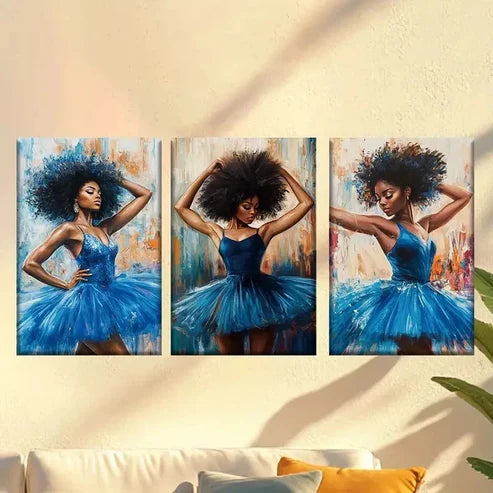 3pcs dance in blue tutus Wall Art Canvas Unframed - High Quality Print 100% Australian Made Wall Canvas - Bella Home Decor