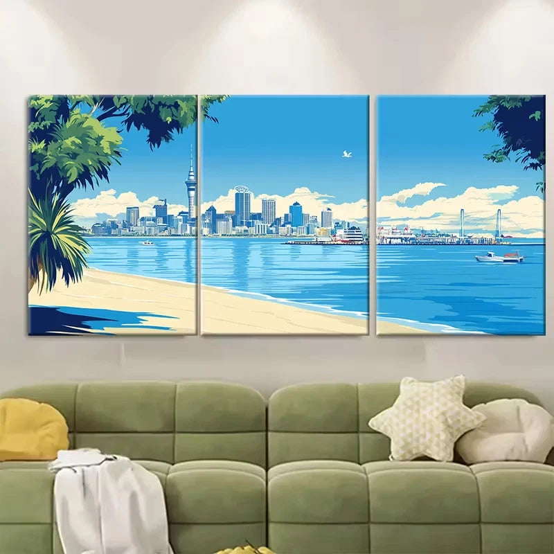 3pcs Auckland New Zealand Metal Print Ready to Hang Art - Bella Home Decor