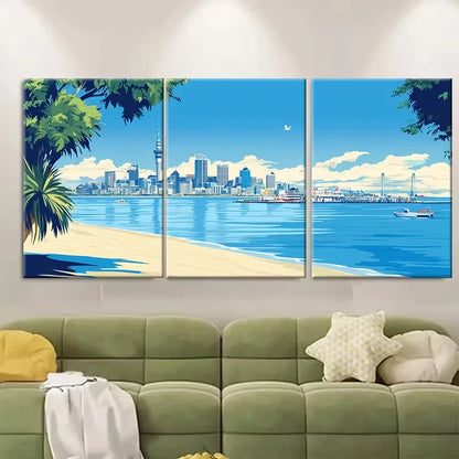 3pcs Auckland New Zealand Metal Print Ready to Hang Art - Bella Home Decor