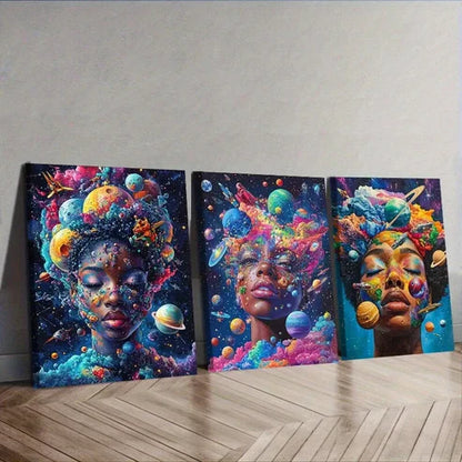 3pcs Art Deco Modern Colorful Face Design Wall Art Canvas Unframed - High Quality Print 100% Australian Made Wall Canvas - Bella Home Decor