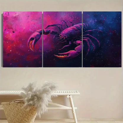 3pcs Vibrant Scorpio Zodiac Wall Art Set Canvas Unframed - High Quality Print 100% Australian Made Wall Canvas - Bella Home Decor