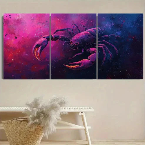 3pcs Vibrant Scorpio Zodiac Wall Art Set Canvas Unframed - High Quality Print 100% Australian Made Wall Canvas - Bella Home Decor