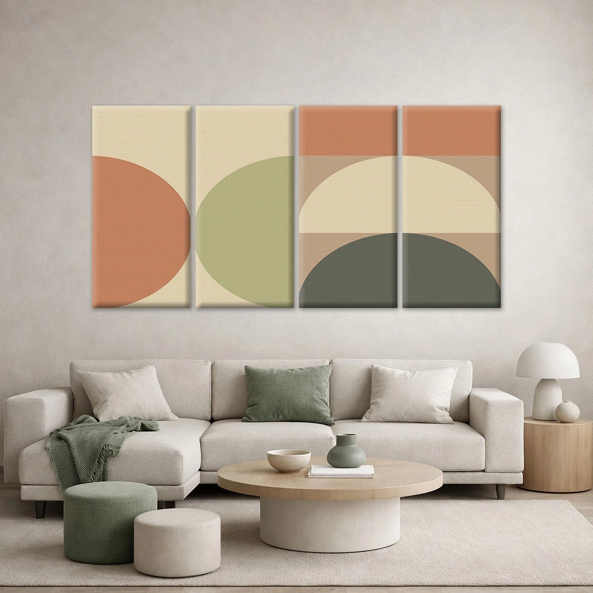 4pcs Abstract Geometric Neutral Shapes Wall Art Canvas Framed 45x80cm - High Quality Print 100% Australian Made Wall Canvas Ready to Hang