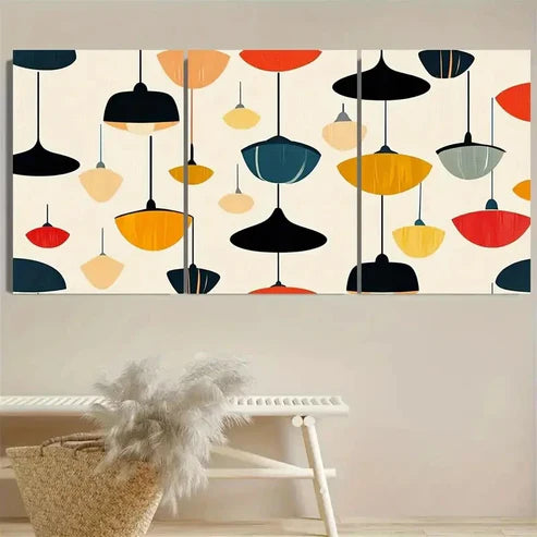 3pcs Abstract Hanging Lamp Wall Art Set Canvas Unframed - High Quality Print 100% Australian Made Wall Canvas