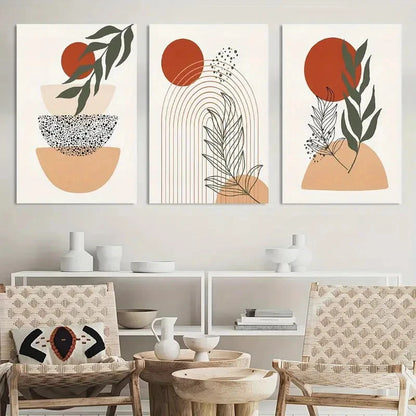 3pcs Vibrant Abstract Geometric Designs Set Metal Print Ready to Hang Art - Bella Home Decor