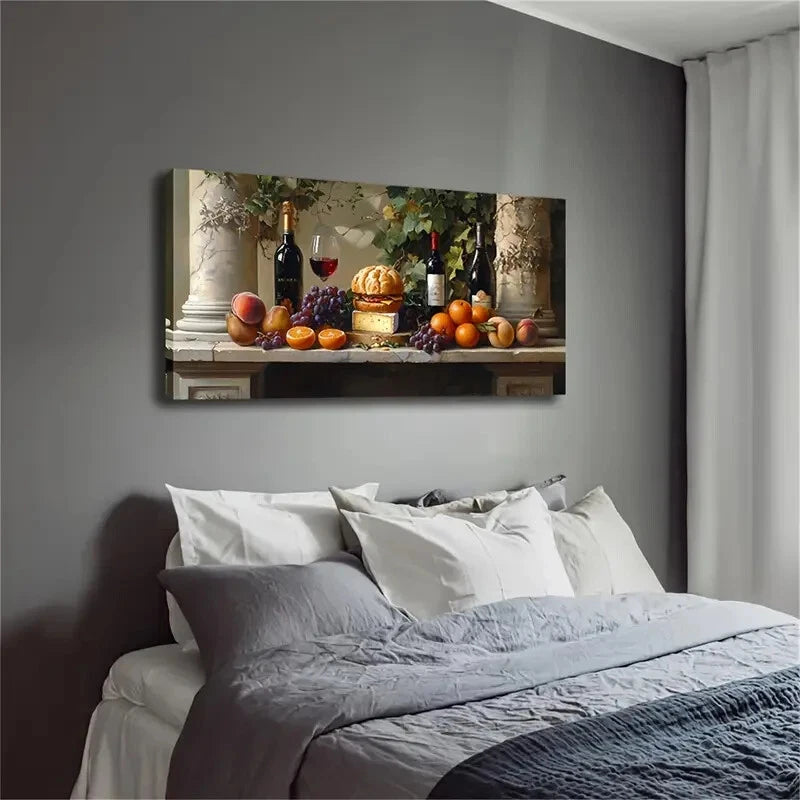 Food Beverage Still Life Stone Wall Art Canvas Office Home Room Framed 120x60cm - Bella Home Decor