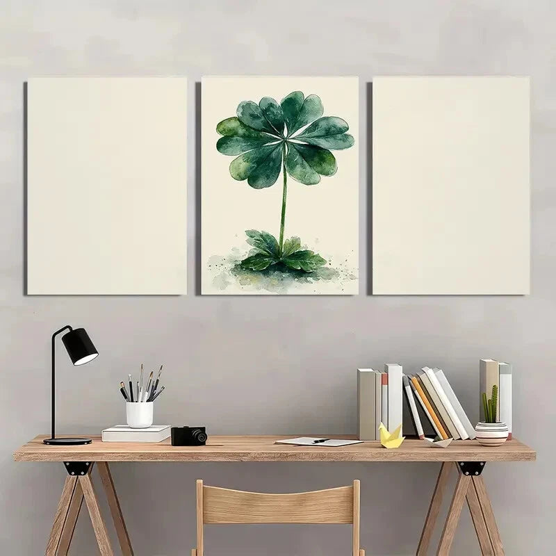 3pcs St. Patrick's Day Shamrock Watercolor Art Metal Print Ready to Hang Art - Bella Home Decor