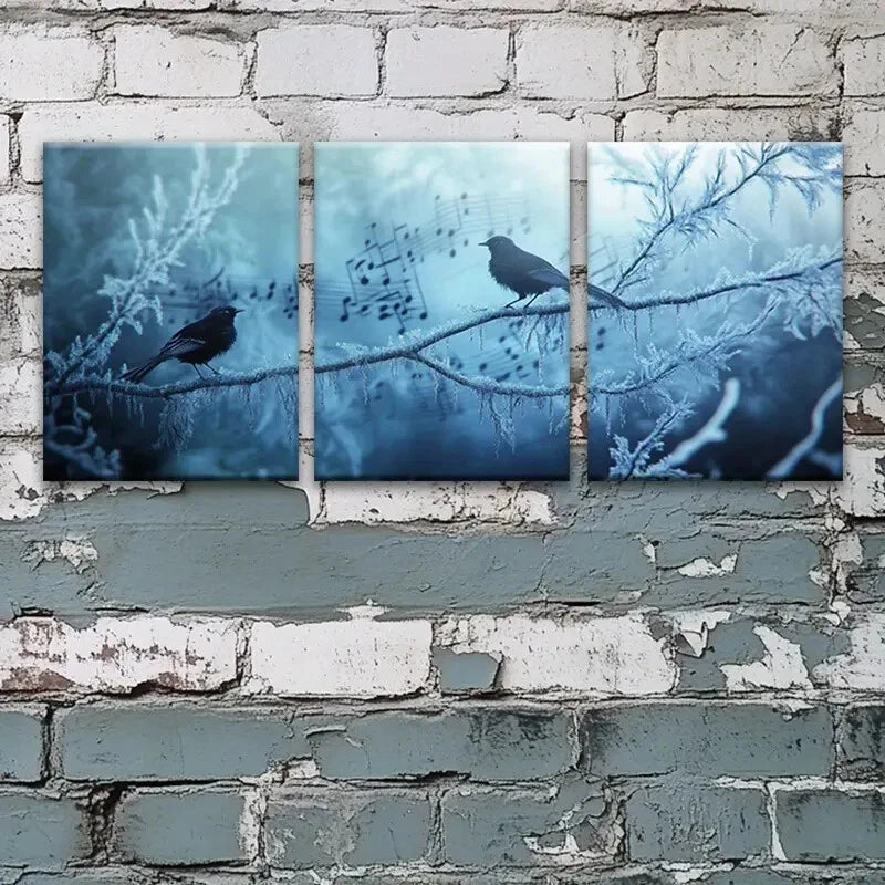 3pcs Dreamy Music Tree with Birds Metal Print Ready to Hang Art - Bella Home Decor