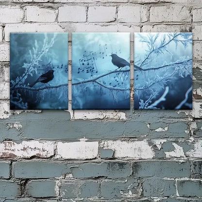 3pcs Dreamy Music Tree with Birds Metal Print Ready to Hang Art - Bella Home Decor