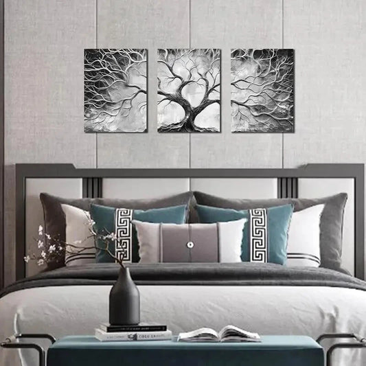3pcs Modern Black and White Pictures Metal Print Ready to Hang Art