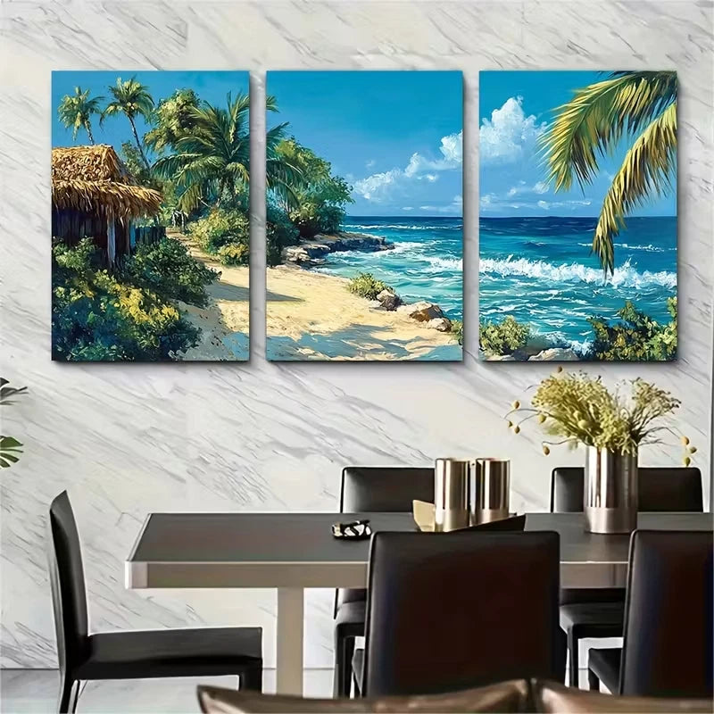3pcs , Featuring a Travel Print of Aruba Metal Print Ready to Hang Art - Bella Home Decor