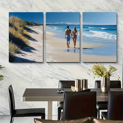 3pcs Four Mile Beach Wall Hanging Wall Art Set Canvas Framed 60x90cm - High Quality Print 100% Australian Made Wall Canvas Ready to Hang - Bella Home Decor