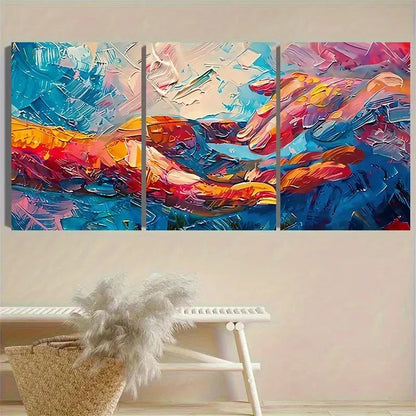 3pcs Color Palette Knife Painting Wall Art Set Canvas Framed 50x70cm - High Quality Print 100% Australian Made Wall Canvas Ready to Hang - Bella Home Decor