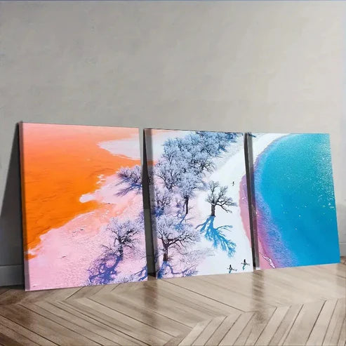 3pcs Winter Beach, Luxurious Wall Art Set Canvas Unframed - High Quality Print 100% Australian Made Wall Canvas