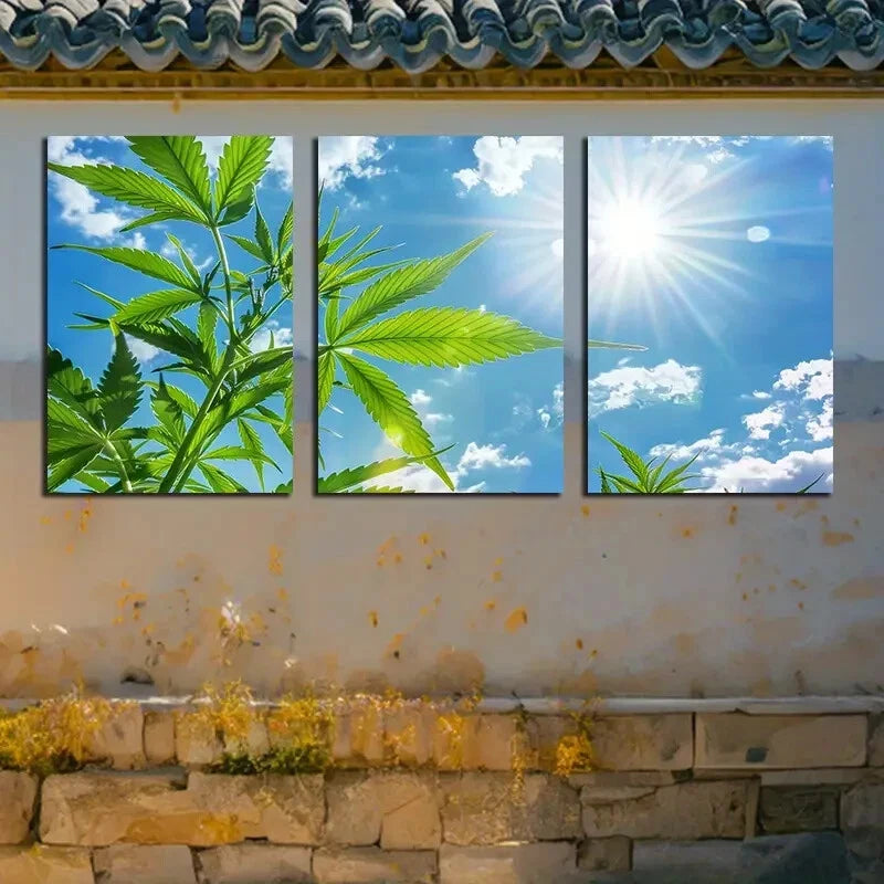 3pcs Vibrant Greenery Landscape Metal Print Ready to Hang Art