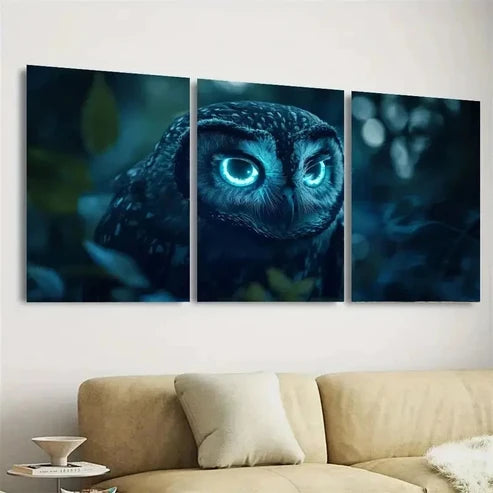 3pcs Enchanted Owl Wall Art Set Canvas Unframed - High Quality Print 100% Australian Made Wall Canvas