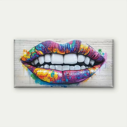 Vibrant Graffiti Style Lip Wall Art Canvas Office Home Room Framed 120x60cm