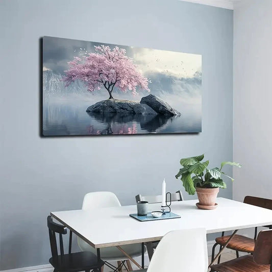Modern Minimalist Pink Tree Wall Art canvas office home room framed 120x60cm