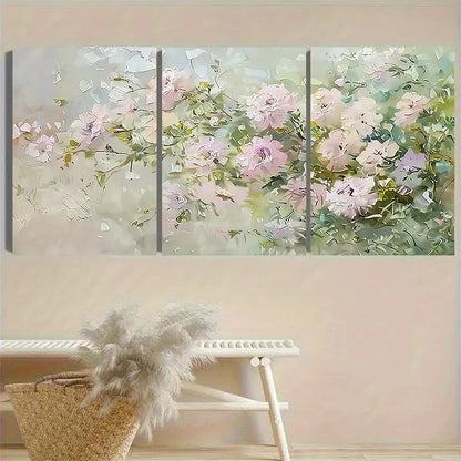 3pcs Soft Pink Blossoms Watercolor Wall Art Set Canvas Framed 50x70cm - High Quality Print 100% Australian Made Wall Canvas Ready to Hang