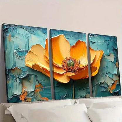 3pcs Vibrant California Poppy GH Wall Art Set Canvas Unframed - High Quality Print 100% Australian Made Wall Canvas - Bella Home Decor