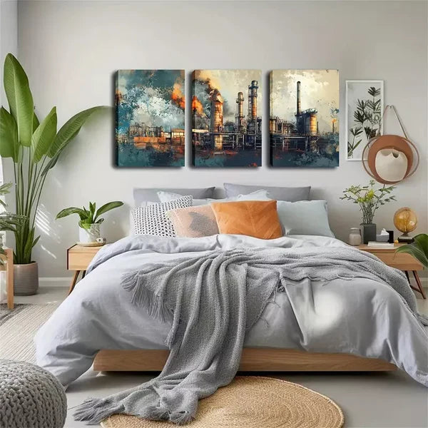 3pcs During The Industrial Revolution, Wall Art Set Canvas Framed 60x90cm - High Quality Print 100% Australian Made Wall Canvas Ready to Hang - Bella Home Decor