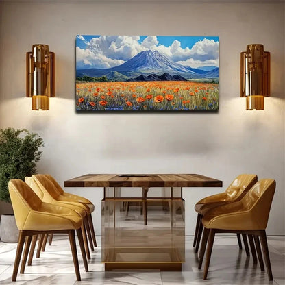 Blooming Orange Flower Field Wall Art Canvas Office Home Room Framed 120x60cm - Bella Home Decor