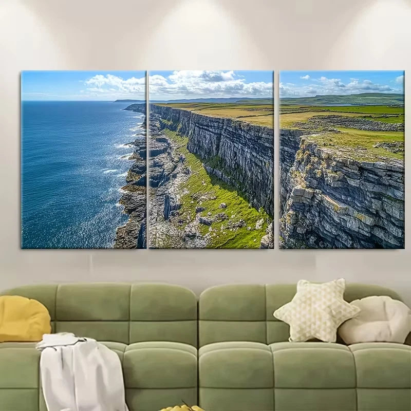 3pcs Aran Islands Travel Inishmaan Cliffs Metal Print Ready to Hang Art - Bella Home Decor
