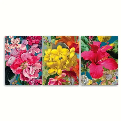 3pcs Venezuela Botanical Floral Illustration Wall Art Canvas Unframed - High Quality Print 100% Australian Made Wall Canvas