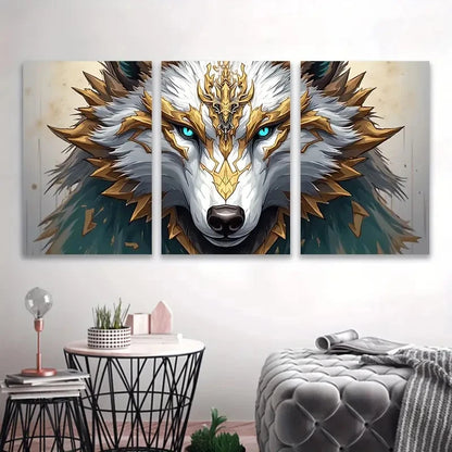 3pcs White Wolf Artwork Wall Art Set Canvas Framed 40x60cm - High Quality Print 100% Australian Made Wall Canvas Ready to Hang