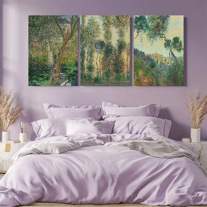 3pcs Summer Vintage Spring Landscape Wall Art Metal Print Ready to Hang Art