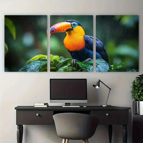 3pcs Chestnut Mandible Toucan Tropical Jungle Wall Art Canvas Unframed – High Quality Print 100% Australian Made Wall Canvas - Bella Home Decor