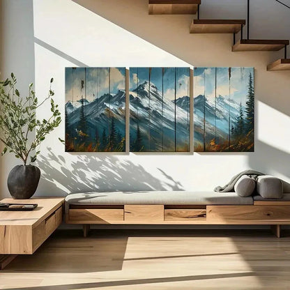 3pcs Alpine Landscape Snowy Peaks Scenery Metal Print Ready to Hang Art - Bella Home Decor