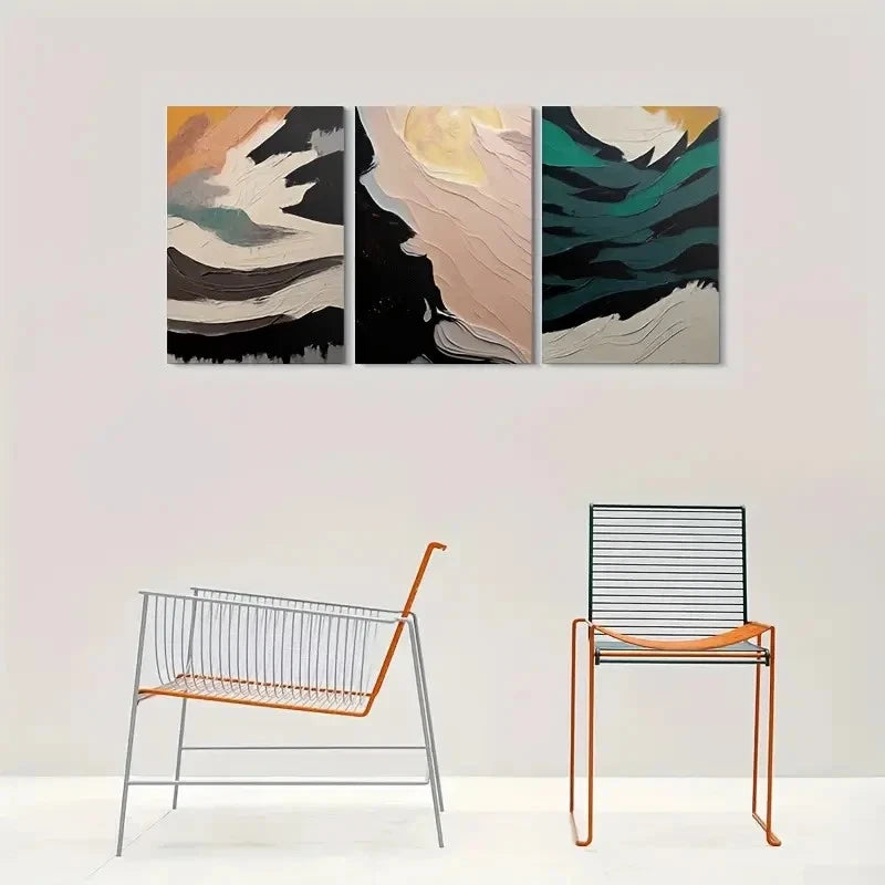 3pcs Colorful Abstract Design Metal Print Ready to Hang Art - Bella Home Decor